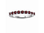 Round Garnet Sterling Silver Anniversary Style Stackable Band Ring, 0.90ctw