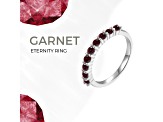 Round Garnet Sterling Silver Anniversary Style Stackable Band Ring, 0.90ctw