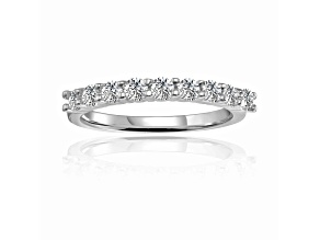 Round Moissanite Sterling Silver Anniversary Style Stackable Band Ring, 0.51ctw