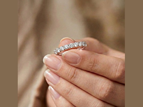 Round Moissanite Sterling Silver Anniversary Style Stackable Band Ring, 0.51ctw