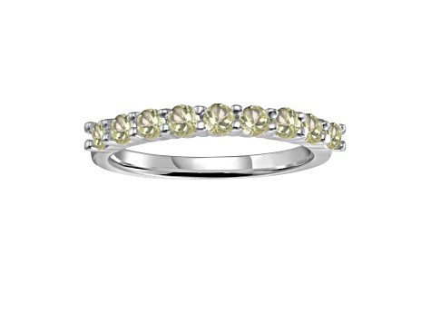 Round Peridot Sterling Silver Anniversary Style Stackable Band Ring, 0.90ctw