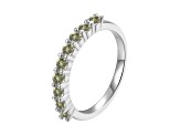 Round Peridot Sterling Silver Anniversary Style Stackable Band Ring, 0.90ctw