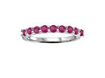 Round Ruby Sterling Silver Anniversary Style Stackable Band Ring, 0.90ctw