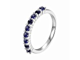 Round Blue Sapphire Sterling Silver Anniversary Style Stackable Band Ring, 0.90ctw