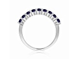 Round Blue Sapphire Sterling Silver Anniversary Style Stackable Band Ring, 0.90ctw