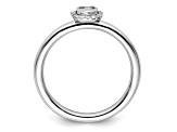 Rhodium Over Sterling Silver Stackable Expressions Cat Diamond Ring 0.075ctw