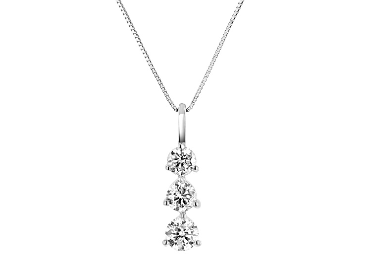 0.50ctw Diamond 3 Stone Pendant 14k White Gold