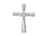 Rhodium Over 14K White Gold 1/6ct. 5-Stone Diamond Cross Chain Slide