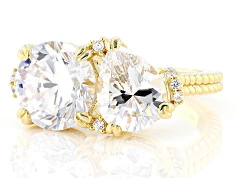 Judith Ripka Bella Luce® Diamond Simulant 14k Gold Clad Toi et Moi Ring 7.90ctw