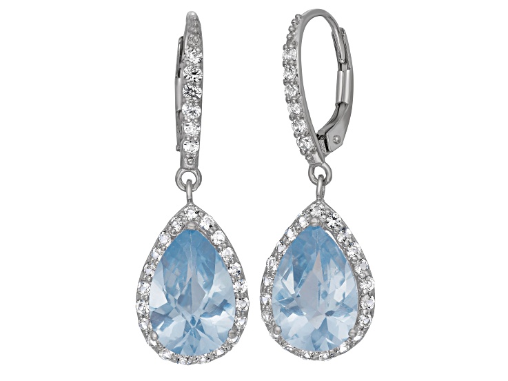 Blue Lab Created Spinel Sterling Silver Earrings 8.52ctw