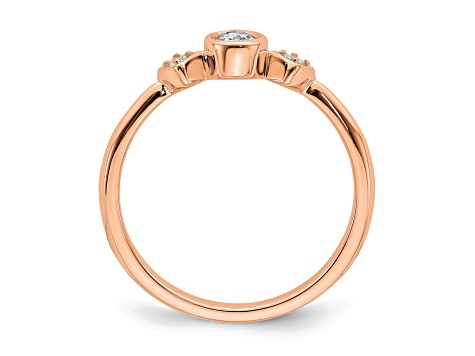 14K Rose Gold Petite Oval Diamond Ring 0.24ctw