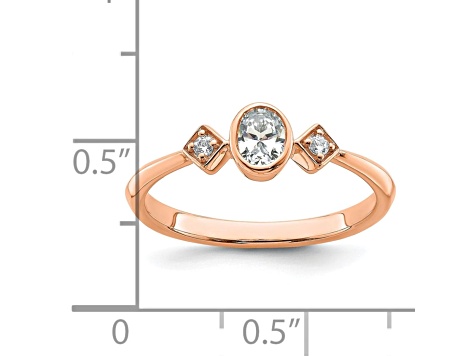 14K Rose Gold Petite Oval Diamond Ring 0.24ctw