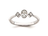 Rhodium Over 14K Gold Petite Oval Diamond Ring 0.24ctw