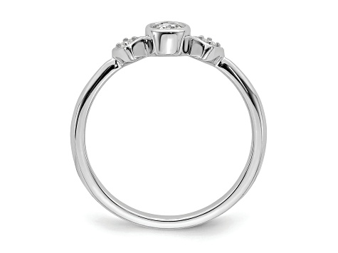 Rhodium Over 14K Gold Petite Oval Diamond Ring 0.24ctw
