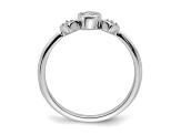 Rhodium Over 14K Gold Petite Oval Diamond Ring 0.24ctw