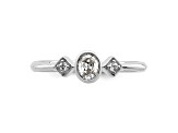 Rhodium Over 14K Gold Petite Oval Diamond Ring 0.24ctw