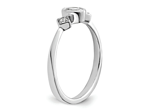 Rhodium Over 14K Gold Petite Oval Diamond Ring 0.24ctw