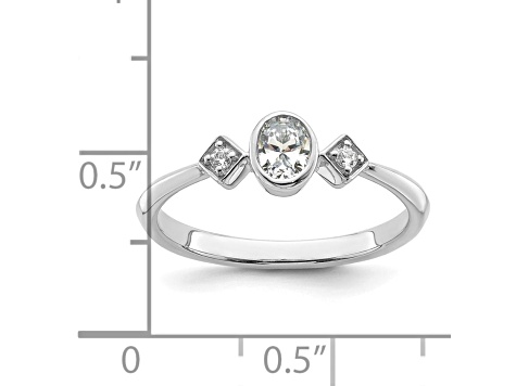 Rhodium Over 14K Gold Petite Oval Diamond Ring 0.24ctw