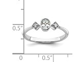 Rhodium Over 14K Gold Petite Oval Diamond Ring 0.24ctw