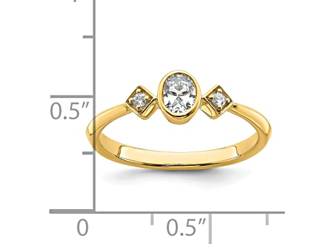 14K Yellow Gold Petite Oval Diamond Ring 0.24ctw