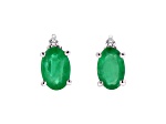 0.82ctw Oval Emerald and Diamond Earring set in 14k White Gold