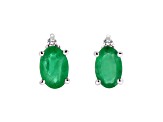 0.82ctw Oval Emerald and Diamond Earring set in 14k White Gold