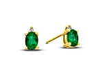 0.82ctw Oval Emerald and Diamond Earring set in 14k Yellow Gold