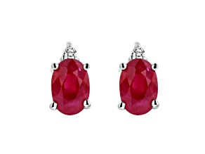 0.82ctw Oval Ruby and Diamond Earring in 14k White Gold