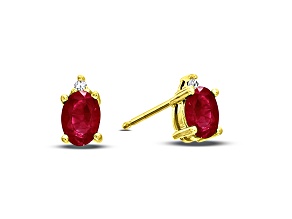 0.82ctw Oval Ruby and Diamond Earring in 14k Yellow Gold