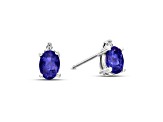 0.82ctw Oval Tanzanite and Diamond Earring set in 14k White Gold