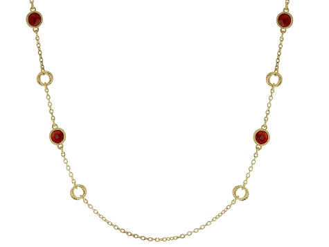 Judith Ripka Verona Carnelian 36" 14k Gold Clad Necklace