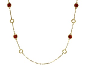 Judith Ripka Verona Carnelian 36" 14k Gold Clad Necklace