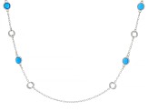 Judith Ripka Verona Blue Agate 36" Rhodium Over Sterling Silver Necklace
