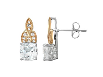 Picture of White Lab Created Sapphire Two-Tone Sterling Silver And 10k Yellow Gold Earrings