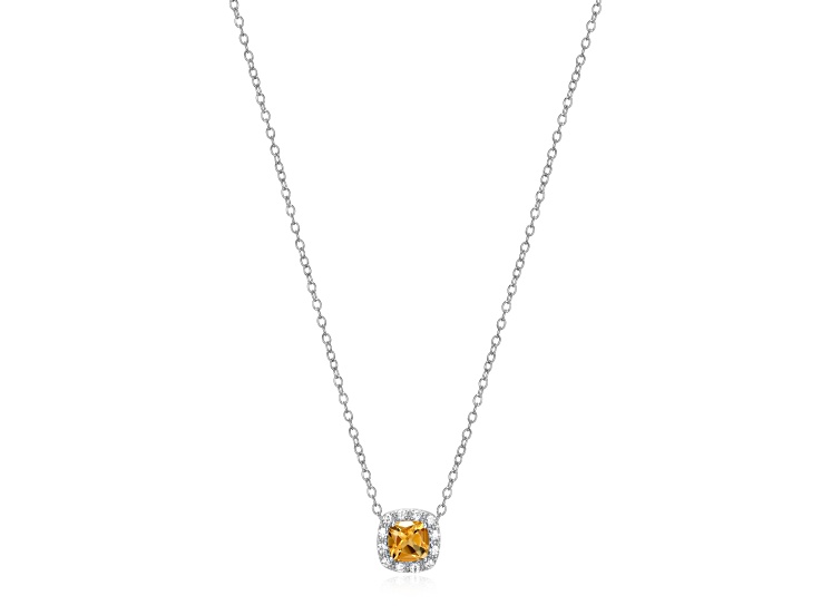 Yellow Citrine Platinum Over Sterling Silver Pendant With Chain 0.81ctw