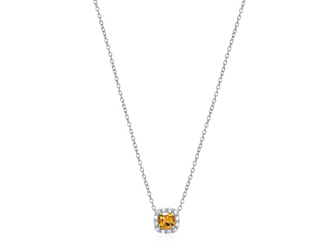 Yellow Citrine Platinum Over Sterling Silver Pendant With Chain 0.81ctw