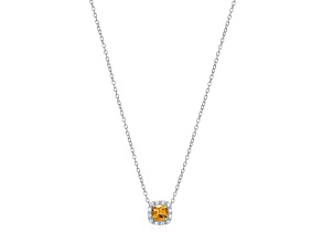 Yellow Citrine Platinum Over Sterling Silver Pendant With Chain 0.81ctw