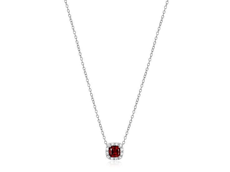 Red Garnet Platinum Over Sterling Silver Pendant With Chain
