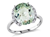 4ctw Green Quartz And Diamond Accent 10k White Gold Cocktail Ring