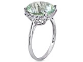 4ctw Green Quartz And Diamond Accent 10k White Gold Cocktail Ring