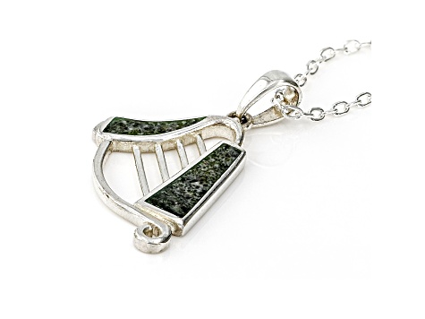 Connemara Marble Sterling Silver Harp Necklace