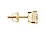 White Cubic Zirconia 14k Yellow Gold Studs With Velvet Gift Box 1.00ctw