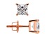 White Cubic Zirconia 14k Rose Gold Studs With Velvet Gift Box 1.00ctw