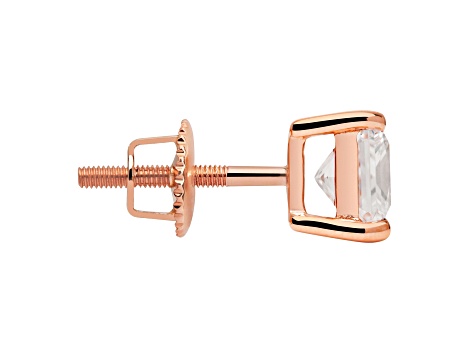 White Cubic Zirconia 14k Rose Gold Studs With Velvet Gift Box 1.00ctw