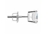 White Cubic Zirconia 14k White Gold Studs With Velvet Gift Box 1.00ctw