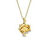 Citrine and Diamond Accent 18k Yellow Gold Over Sterling Silver Pendant with Chain 6.5ctw