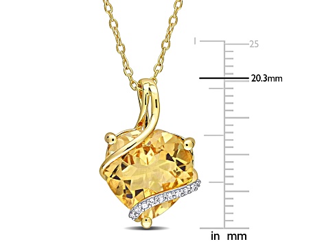 Citrine and Diamond Accent 18k Yellow Gold Over Sterling Silver Pendant with Chain 6.5ctw