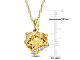 Citrine and Diamond Accent 18k Yellow Gold Over Sterling Silver Pendant with Chain 6.5ctw