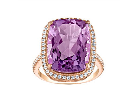 Purple Amethyst 14K Rose Gold Over Sterling Silver Ring 13.04ctw