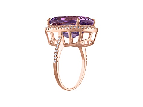 Purple Amethyst 14K Rose Gold Over Sterling Silver Ring 13.04ctw